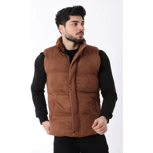 Stil Kombin Geniş Dikişli Süet Yelek Hakim Yaka Bl 1546-1