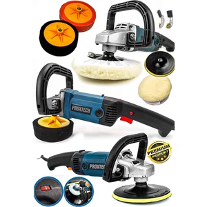 Premium Profesyonel 6 Kademeli Devirli  Sünger Setli Zımpara Pasta Cila Polisaj Makinesi Ful Paket