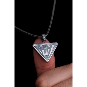 Osmanlı Gümüş Allah Yazılı İçerisinde Cevşen Bulunan Gümüş Muska Erkek Kolye Zincir