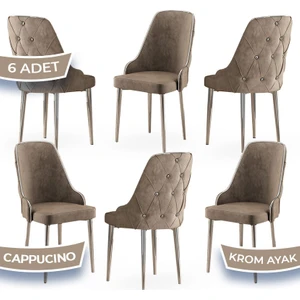 Concept Krax Serisi  Babyface Kumaş Yemek Odası Sandalyesi Gümüş Metal Ayak 6 Adet Sandalye