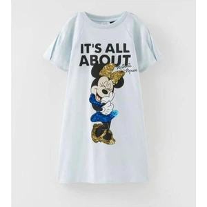 Önü Pullu Minnie Kız Çocuk Elbise