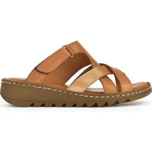 Ziya, Kadın Hakiki Deri Terlik 1411008Z012 Taba