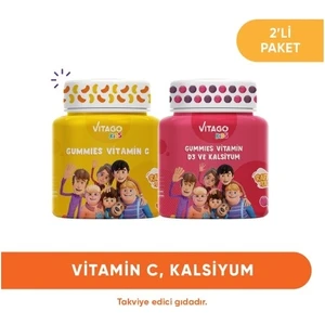 2'li Paket Vitago Kids Gummies Vitamin C+D3 Kalsiyum