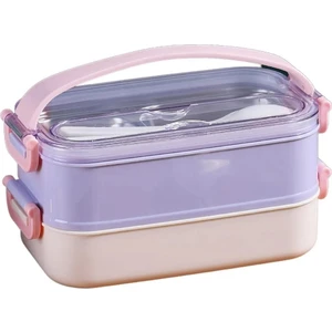 Bento 1600ML Lunchbox Yeni Koleksiyon 2 Katlı Çelik Sefer Tası Yemek Kutusu