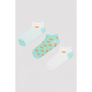 Orange Stripe 3lü Patik Çorap