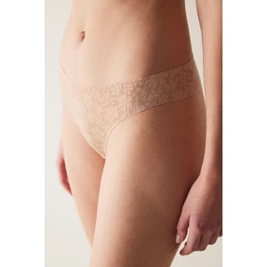 #izbırakmaz Invisible Laser Cut Lacy Dantel Bej Brazilian Külot