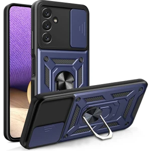 Case 4u Samsung Galaxy A25 Kılıf Ultra Korumalı Yüzüklü Manyetik Kamera Korumalı Sürgülü Vega Kapak Lacivert