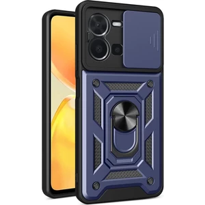 Case 4u Vivo Y35 Kılıf Ultra Korumalı Yüzüklü Manyetik Sürgülü Vega Kapak Lacivert