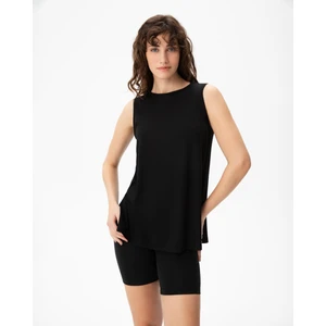Ayma Active Siyah Ecovero Bisiklet Yaka Uzun Kolsuz Tunik Bluz