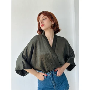 Tasarım Mini Kimono Kadın Koyu Yeşil