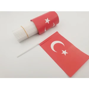 Kağıt Bayrak Çubuklu 80 Adet Türk Bayrağı 12 x 18 cm
