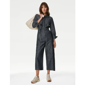 Marks & Spencer Uzun Kollu Denim Keten Tulum