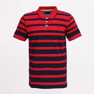 Erkek Kısa Kol Polo Yaka Büyük Beden Çizgili Tişört CZT-151 Kırmızı Lacivert