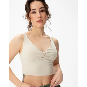 Krema Ecovero Göğüs Pedli Büzgülü Askılı Büstiyer
