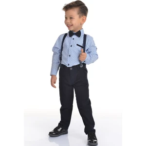 Buse & Eylül Bebe Lacivert Papyonlu Pantolon Askılı Erkek Çocuk Takımı