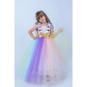 Buse & Eylül Bebe Uzun Unicorn Kasnaklı Kız Çocuk Parti Elbisesi