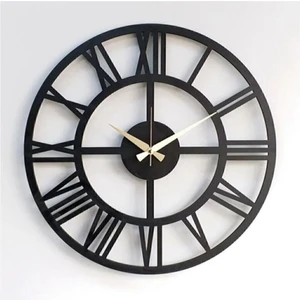 AA Shop Siyah Hediyelik Ahşap Dekoratif Sade Roma Rakamlı Duvar Saati 50CM