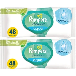 Pampers Harmonie Islak Havlu Mendil Aqua Pure 48 Yaprak 2 Li Set (96 Yaprak) Organik Pamuk