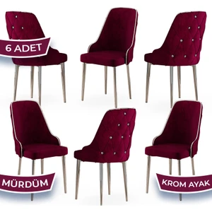 Concept Krax Serisi  Babyface Kumaş Yemek Odası Sandalyesi Gümüş Metal Ayak 6 Adet Sandalye