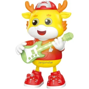 Janjon Star Elektrik Dansı Sevimli Ejderha Gitarist Müzikli Işık Salıncak Karikatür Sevimli Şekil Çocuk Oyuncağı (Yurt Dışından)