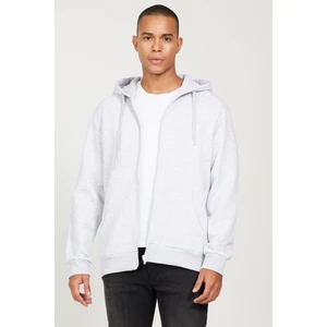 Altınyıldız Classics Erkek Kar Melanj Standart Fit Normal Kesim Kapüşonlu Fermuarlı Sweatshirt Ceket