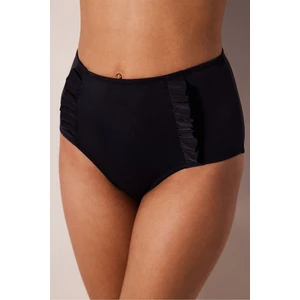 High Ruffle Siyah Bikini Altı