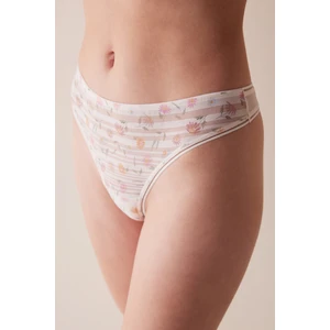 Floral Ekru Tanga Külot