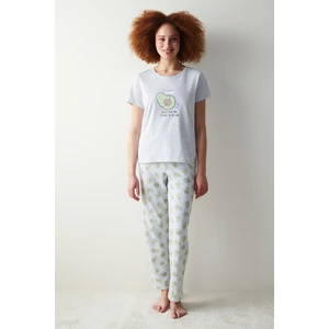 Avokado Gri Pantolon Pijama Takımı