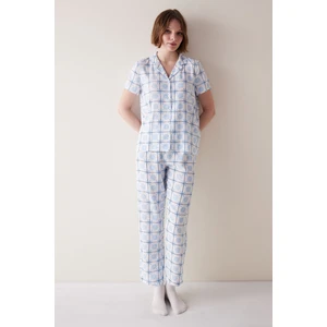 Base Lily Kırık Beyaz Gömlek Pijama Takımı