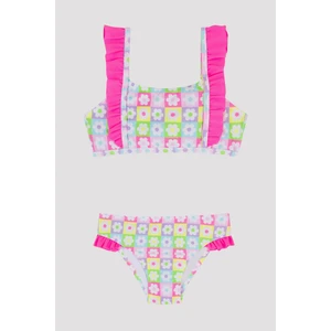 Kız Çocuk Papatya Desenli Bandeau Bikini Takımı
