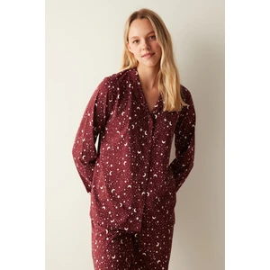 Base Night Sky Bordo Gömelek Pantolon Pijama Takımı