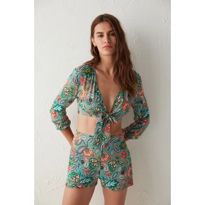 Çok Renkli Yandan Fermuar Detaylı Fumba Bikini Üstü