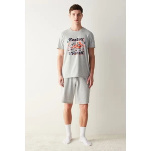 Fresh Şortlu Gri Melanj Pijama Takımı