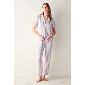 Base Spring Mor Gömlek Pantolon Pijama Takımı