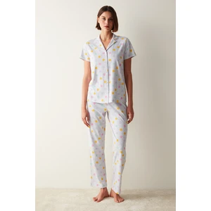 Colorful Dots Gömlek Pantolon Gri Pijama Takımı