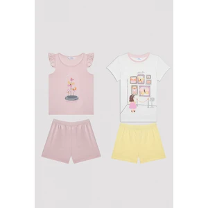 Kız Çocuk Butterfly Çok Renkli 2li Pijama Takımı