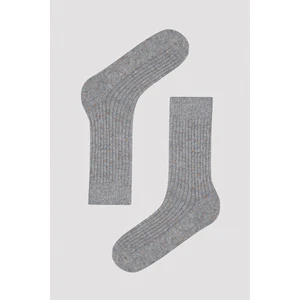 Ribbed Gri Soket Çorap