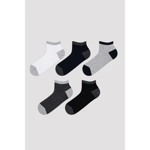 Erkek Basic Colour Block Çok Renkli 5li Patik Çorap