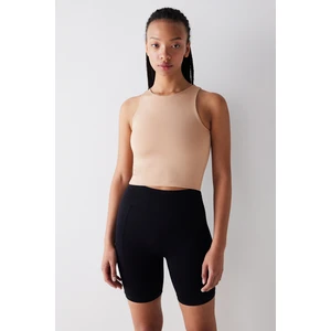 Halter Yaka Bej Crop Üst