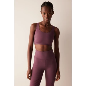 Bordo Yüksek Destek Fitsense Lycra Spor Sütyeni
