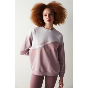 Wavy Slogan Gül Kurusu Sweatshirt