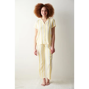Base Spring Sarı Gömlek Pantolon Pijama Takımı