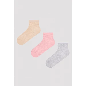 Jacquard Pinky 3lü Patik Çorap