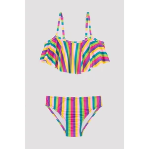 Kız Çocuk Çizgili Bandeau Bikini Takımı