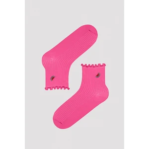 Watermelon Frill Fuşya Soket Çorap
