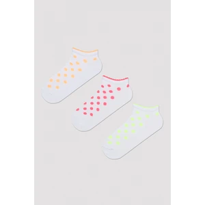 Neon Dotted Beyaz 3lü Patik Çorap