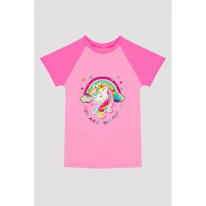Kız Çocuk Unicorn Desenli Uv Üst Mayo