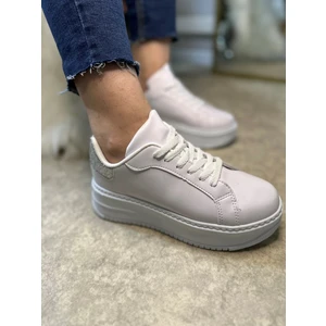 Imershoes Günlük Kadın Sneaker Bağcıklı Hafif Kalın Yüksek Tabanlı Leopar Detaylı Yürüyüş Spor Ayakkabı 065