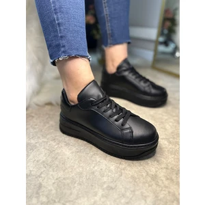 Imershoes Günlük Kadın Sneaker Bağcıklı Hafif Kalın Yüksek Tabanlı Leopar Detaylı Yürüyüş Spor Ayakkabı 065