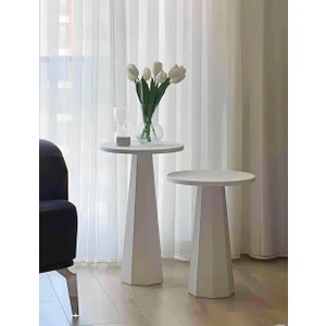 Kupp Design Lilyum Mantar Sehpa İkili Set Beyaz (47+57 Cm)